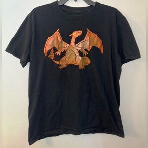 Official Pokémon Charizard T-shirt Black Orange Graphic Art Print 100% Cotton